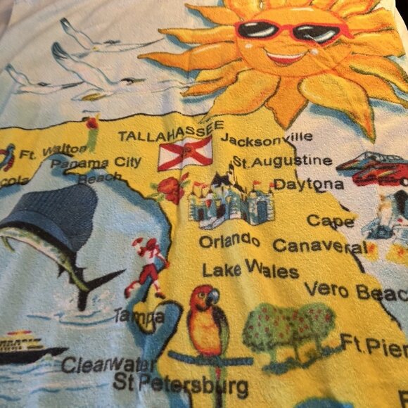 Vintage Copa Florida Map Terry Cotton Beach Towel 30x56 Souvenir - Picture 4 of 9